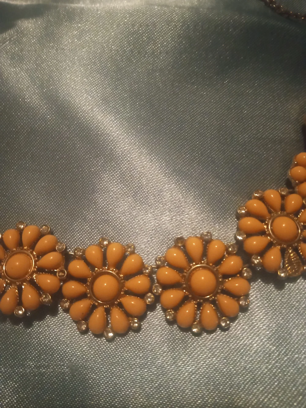Daisy Cluster Statement Necklace - Peachy Orange